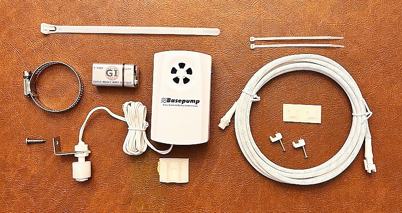 WaterBlock Valve depicted vertically with water shown flowing downward through it.