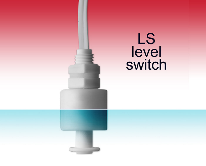 WaterBlock Valve depicted vertically with water shown flowing downward through it.